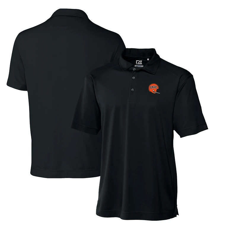 Men's Cutter & Buck Black Cincinnati Bengals Throwback Logo DryTec Genre Textured Solid Polo