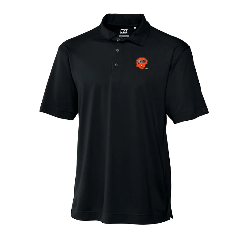 Men's Cutter & Buck Black Cincinnati Bengals Throwback Logo DryTec Genre Textured Solid Polo