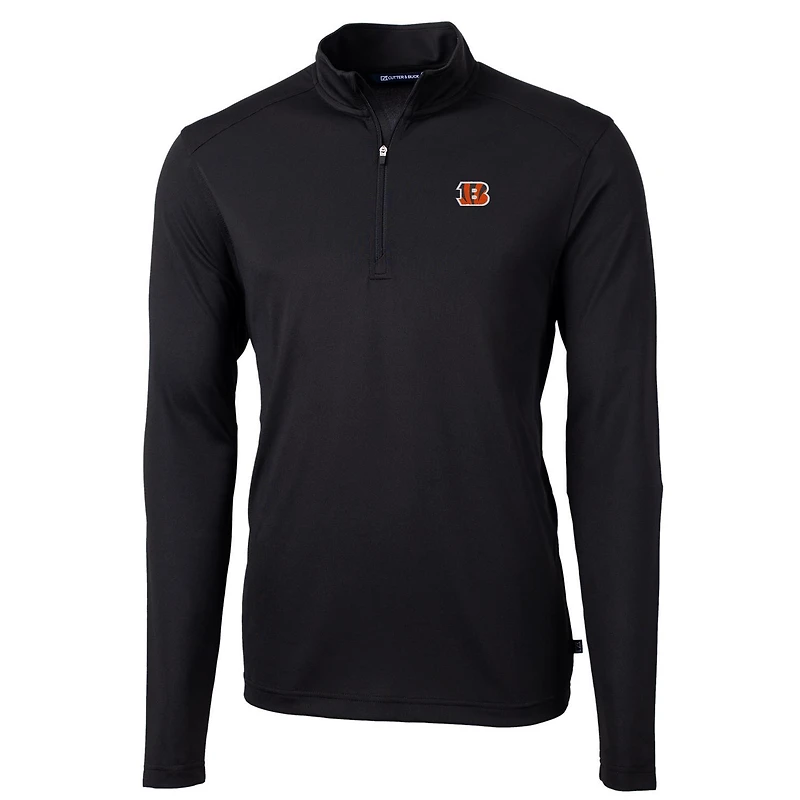 Men's Cutter & Buck Black Cincinnati Bengals Virtue Eco Pique Recycled Quarter-Zip Pullover Jacket