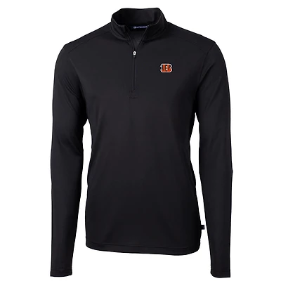 Men's Cutter & Buck Black Cincinnati Bengals Virtue Eco Pique Recycled Quarter-Zip Pullover Jacket