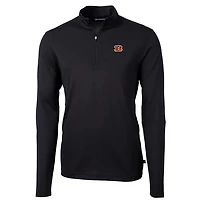 Men's Cutter & Buck Black Cincinnati Bengals Virtue Eco Pique Recycled Quarter-Zip Pullover Jacket