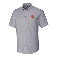 Chemise boutonnée à manches courtes en oxford extensible avec logo rétro des Bengals de Cincinnati, couleur anthracite, pour homme, Cutter & Buck