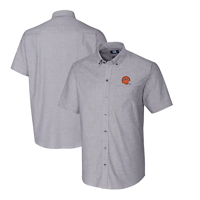 Chemise boutonnée à manches courtes en oxford extensible avec logo rétro des Bengals de Cincinnati, couleur anthracite, pour homme, Cutter & Buck