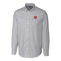 Chemise boutonnée à manches longues et rayures Oxford extensibles pour homme, couleur anthracite, avec logo rétro des Bengals de Cincinnati, Cutter & Buck