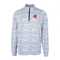 Men's Cutter & Buck Charcoal Cincinnati Bengals Throwback Logo Traverse Camo Print Stretch Quarter-Zip Pullover Top