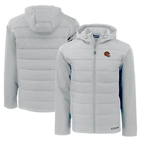 Men's Cutter & Buck Gray Cincinnati Bengals Helmet Evoke Hybrid Eco Softshell Recycled Full-Zip Hoodie Jacket