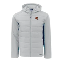 Men's Cutter & Buck Gray Cincinnati Bengals Helmet Evoke Hybrid Eco Softshell Recycled Full-Zip Hoodie Jacket