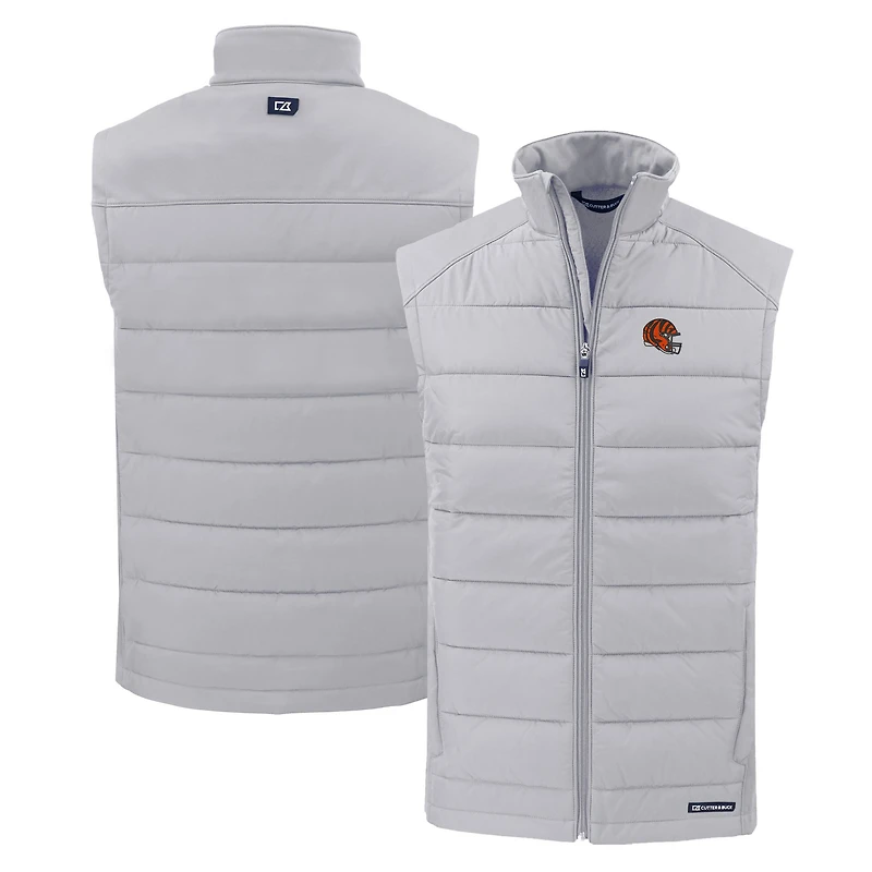 Men's Cutter & Buck Gray Cincinnati Bengals Helmet Evoke Hybrid Eco Softshell Recycled Full-Zip Vest