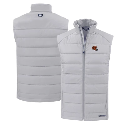 Men's Cutter & Buck Gray Cincinnati Bengals Helmet Evoke Hybrid Eco Softshell Recycled Full-Zip Vest