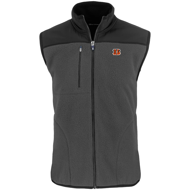 Men's Cutter & Buck Gray Cincinnati Bengals Primary Mark Cascade Eco Sherpa Fleece Full-Zip Vest