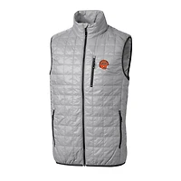Men's Cutter & Buck Gray Cincinnati Bengals Throwback Logo Big Tall Rainier PrimaLoft Eco Insulated Full-Zip Puffer Vest