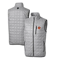 Men's Cutter & Buck Gray Cincinnati Bengals Throwback Logo Big Tall Rainier PrimaLoft Eco Insulated Full-Zip Puffer Vest