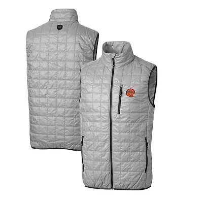 Gilet matelassé isolant entièrement zippé Rainier PrimaLoft Eco pour homme, gris, avec logo rétro des Bengals de Cincinnati, coupe-vent et coupe-vent, taille grande