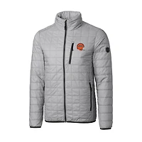 Doudoune zippée intégrale Cutter & Buck grise à logo rétro des Bengals de Cincinnati, modèle Rainier, isolée PrimaLoft Eco.