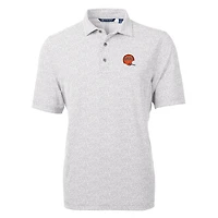Polo Cutter & Buck gris pour homme, logo rétro des Bengals de Cincinnati, en piqué écologique recyclé à motif botanique, orné la marque Virtue.