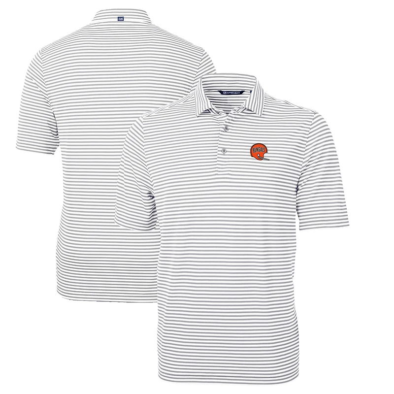 Polo homme Cutter & Buck gris Cincinnati Bengals Throwback Logo Virtue Eco Pique Stripe recyclé grande taille
