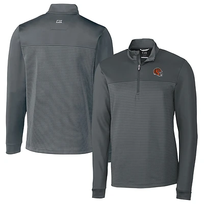 Men's Cutter & Buck  Gray Cincinnati Bengals Traverse Stripe Stretch Quarter-Zip Pullover Top
