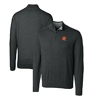 Men's Cutter & Buck Heather Charcoal Cincinnati Bengals Throwback Logo Lakemont Tri-Blend Quarter-Zip Pullover Sweater