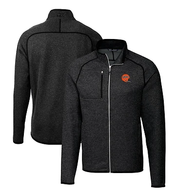 Men's Cutter & Buck Heather Charcoal Cincinnati Bengals Throwback Logo Mainsail Sweater-Knit Big Tall Full-Zip Pullover Jacket