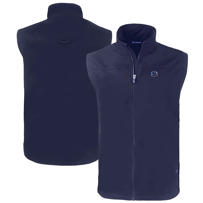 Men's Cutter & Buck Navy Cincinnati Bengals Big Tall Americana Charter Eco Full-Zip Vest