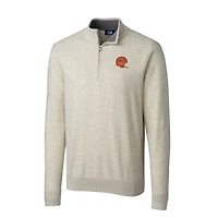 Men's Cutter & Buck Oatmeal Cincinnati Bengals Throwback Logo Lakemont Tri-Blend Big Tall Quarter-Zip Pullover Sweater