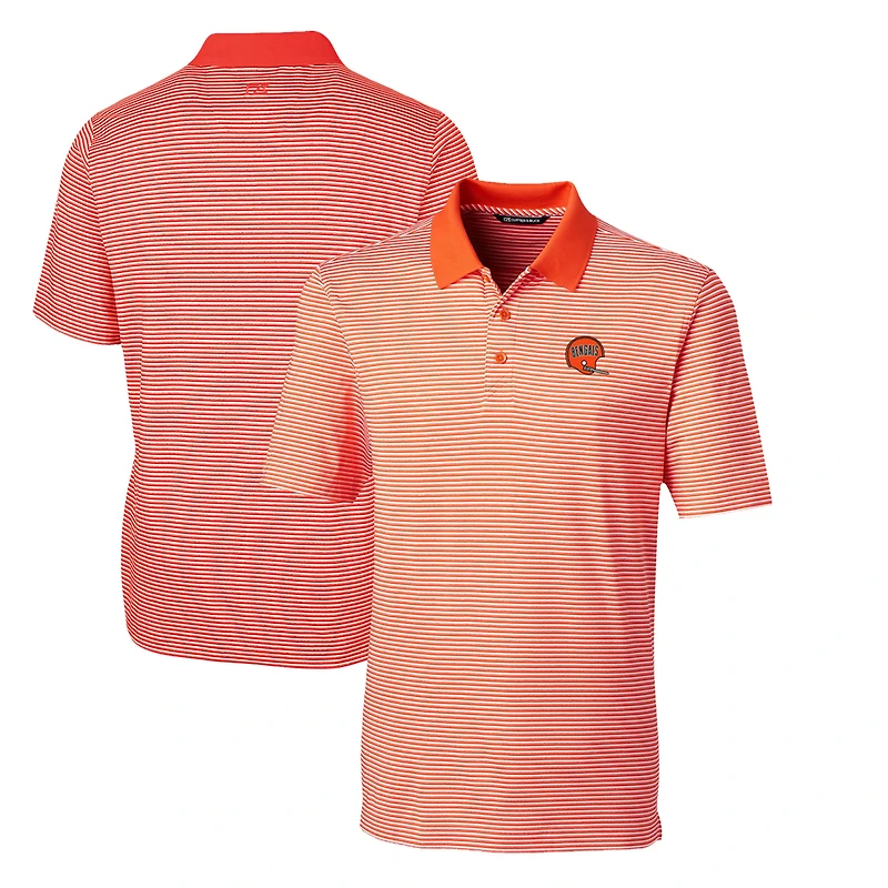 Men's Cutter & Buck Orange Cincinnati Bengals Throwback Logo Forge Tonal Stripe Stretch Polo