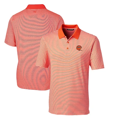 Men's Cutter & Buck Orange Cincinnati Bengals Throwback Logo Forge Tonal Stripe Stretch Polo