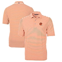 Men's Cutter & Buck Orange Cincinnati Bengals Throwback Logo Virtue Eco Pique Stripe Recycled Big Tall Polo