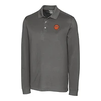 Men's Cutter & Buck Steel Cincinnati Bengals Advantage Tri-Blend Pique Long Sleeve Throwback Polo