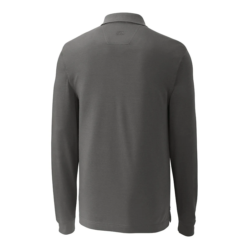 Men's Cutter & Buck Steel Cincinnati Bengals Advantage Tri-Blend Pique Long Sleeve Throwback Polo