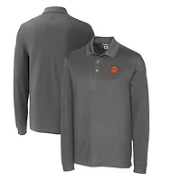 Men's Cutter & Buck Steel Cincinnati Bengals Advantage Tri-Blend Pique Long Sleeve Throwback Polo