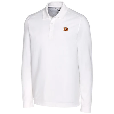 Men's Cutter & Buck White Cincinnati Bengals Big Tall Advantage Long Sleeve Polo