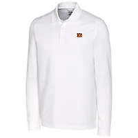 Men's Cutter & Buck White Cincinnati Bengals Big Tall Advantage Long Sleeve Polo