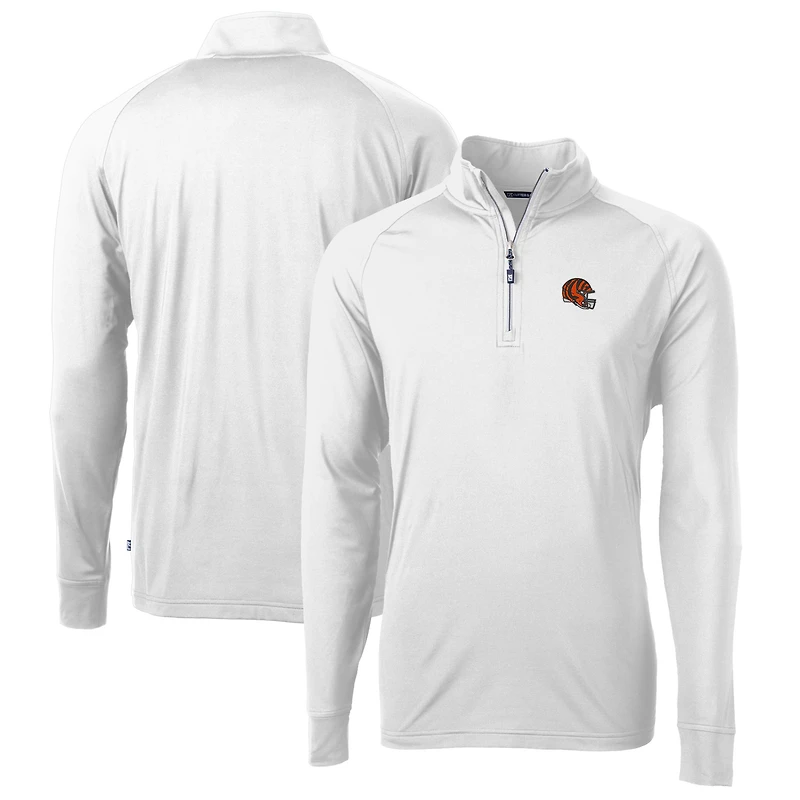 Men's Cutter & Buck  White Cincinnati Bengals Helmet Adapt Eco Knit Stretch Recycled Quarter-Zip Pullover Top