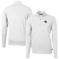 Men's Cutter & Buck  White Cincinnati Bengals Helmet Virtue Eco Pique Recycled Quarter-Zip Pullover Top