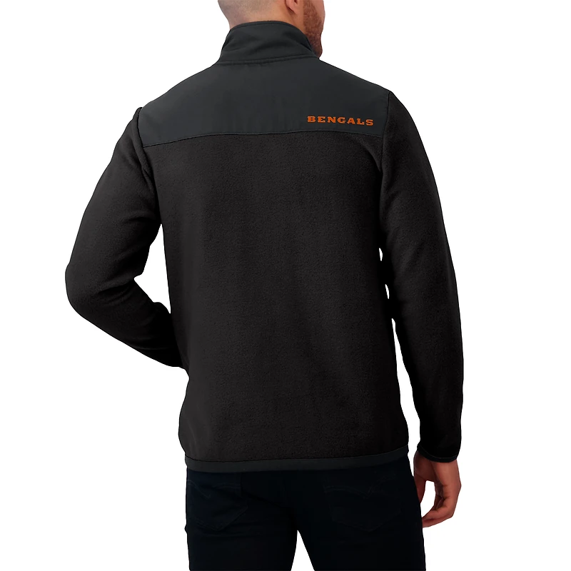 Men's Darius Rucker Collection by Fanatics Black Cincinnati Bengals Color Block Polar Fleece Full-Zip Jacket