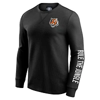 Men's Darius Rucker Collection by Fanatics Black Cincinnati Bengals Washed Waffle-Knit Long Sleeve T-Shirt