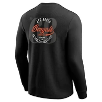 T-shirt à manches longues en tricot gaufré délavé noir Cincinnati Bengals de la collection Darius Rucker par Fanatics pour hommes
