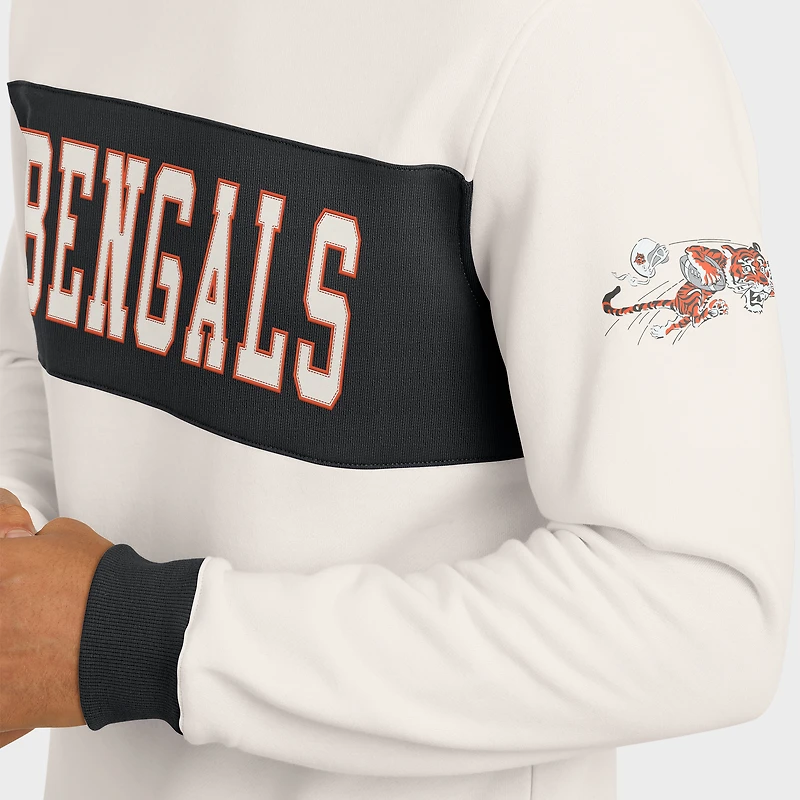 Men's Darius Rucker Collection by Fanatics Cream Cincinnati Bengals Colorblock Pullover Sweatshirt