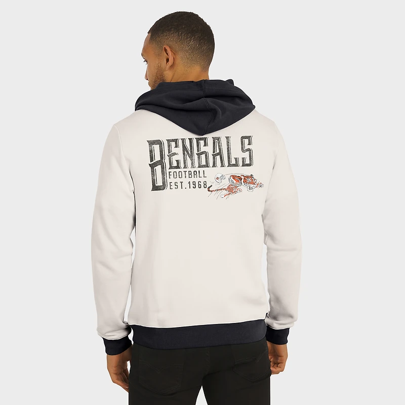 Men's Darius Rucker Collection by Fanatics Cream Cincinnati Bengals Distressed Graphics Full-Zip Hoodie