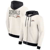 Men's Darius Rucker Collection by Fanatics Cream Cincinnati Bengals Distressed Graphics Full-Zip Hoodie