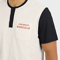 Men's Darius Rucker Collection by Fanatics Cream Cincinnati Bengals Henley Colorblock Slub Pocket T-Shirt