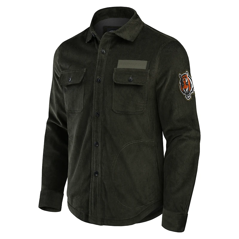 Men's Darius Rucker Collection by Fanatics Dark Green Cincinnati Bengals Corduroy Full-Button Shacket