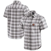Chemise boutonnée à manches courtes et carreaux pour homme, collection Darius Rucker par Fanatics, grise, équipe des Bengals de Cincinnati