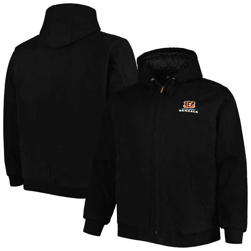 Dunbrooke Black Cincinnati Bengals Big & Tall Dakota Sweat à capuche en toile Veste entièrement zippée