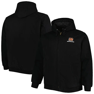 Dunbrooke Black Cincinnati Bengals Big & Tall Dakota Sweat à capuche en toile Veste entièrement zippée