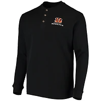 Men's Dunbrooke Black Cincinnati Bengals Logo Maverick Thermal Henley Long Sleeve T-Shirt