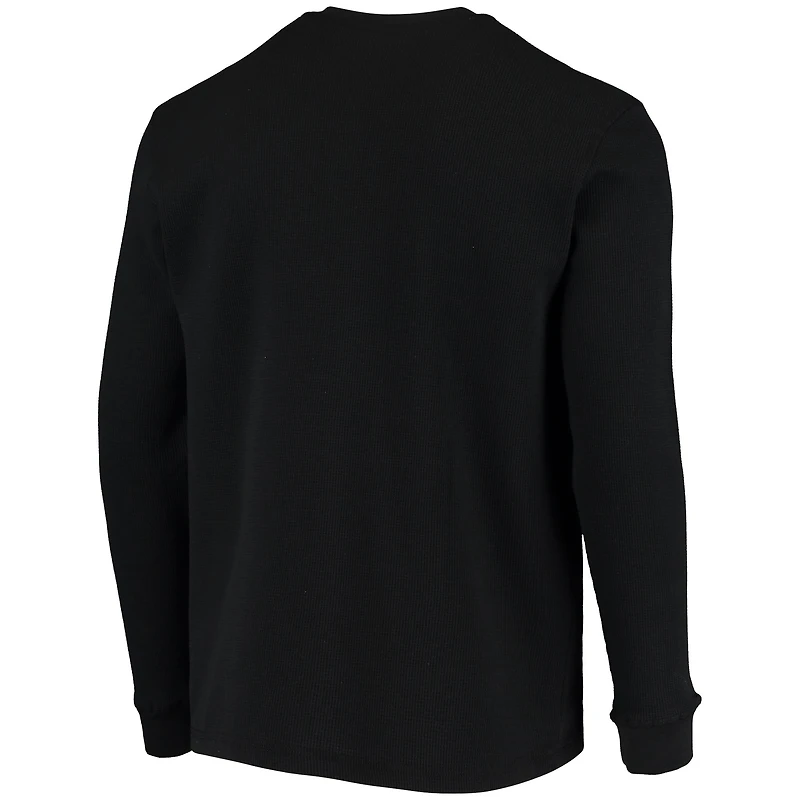 Men's Dunbrooke Black Cincinnati Bengals Logo Maverick Thermal Henley Long Sleeve T-Shirt