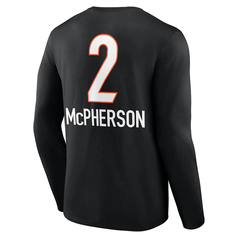 Men's Evan McPherson Black Cincinnati Bengals Team Wordmark Name & Number Long Sleeve T-Shirt