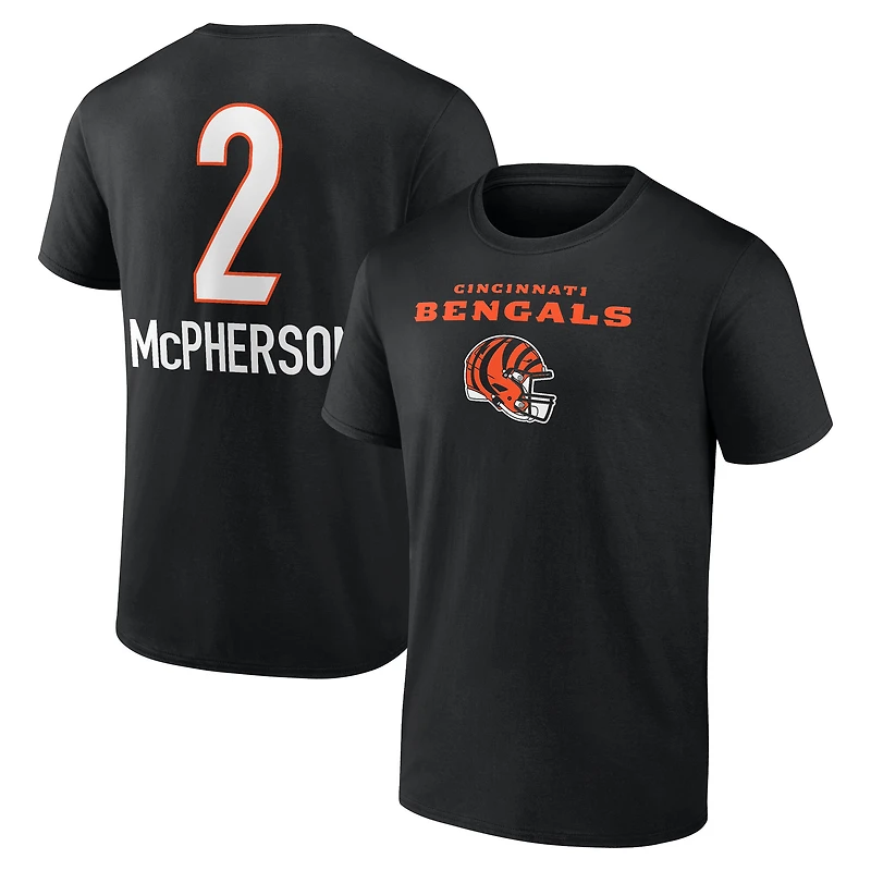 Men's Evan McPherson Black Cincinnati Bengals Team Wordmark Name & Number T-Shirt